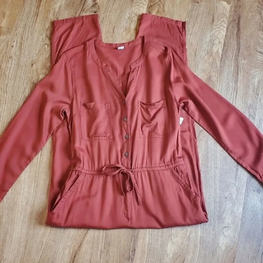 NWT Old Navy Tierra Red Long Sleeve Jumpsuit